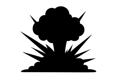 Black Silhouette Icon Of A Large Explosion