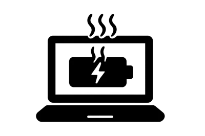Overheating Laptop Battery Icon Graphic