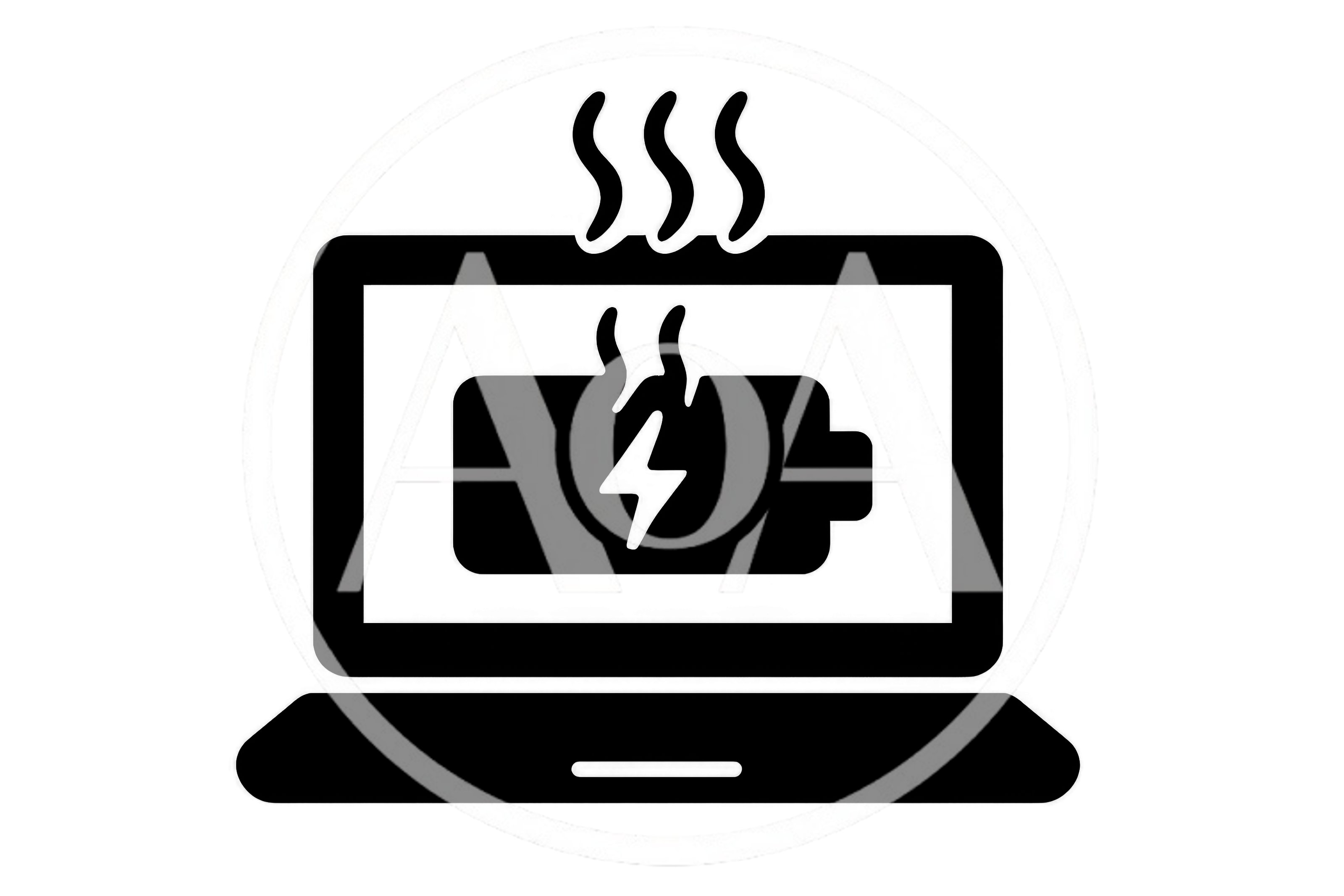 Overheating Laptop Battery Icon Graphic