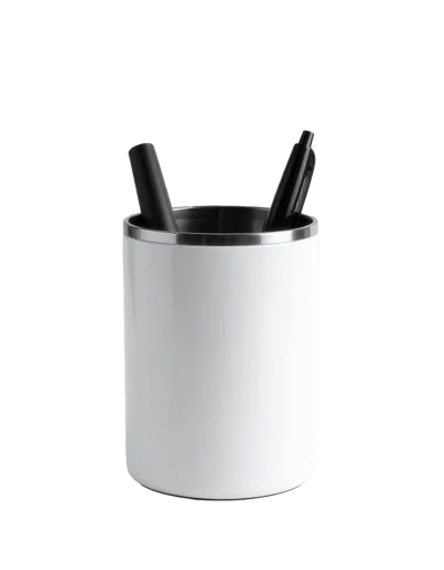 White Desk Pen Holder With Two Pens