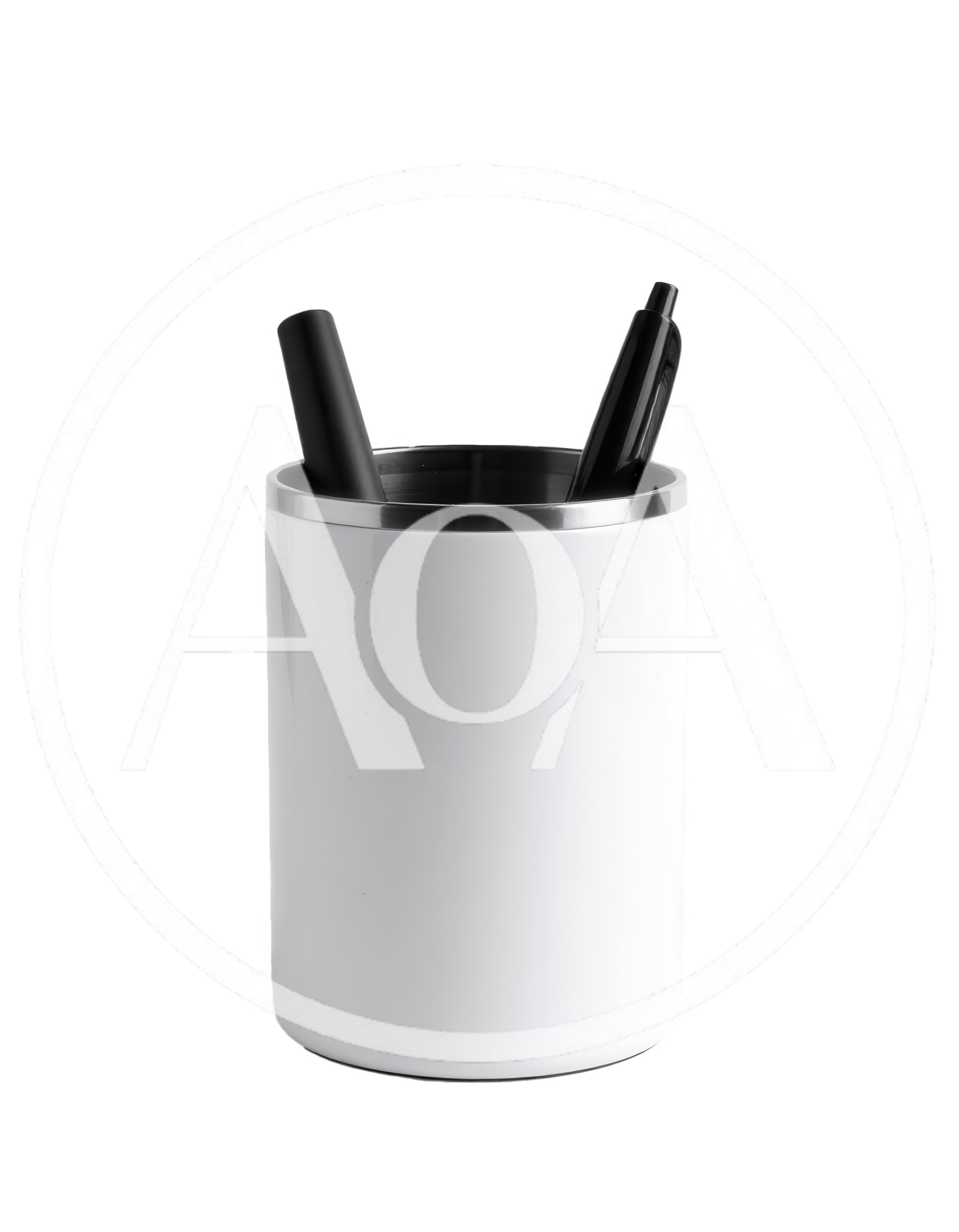 White Desk Pen Holder With Two Pens