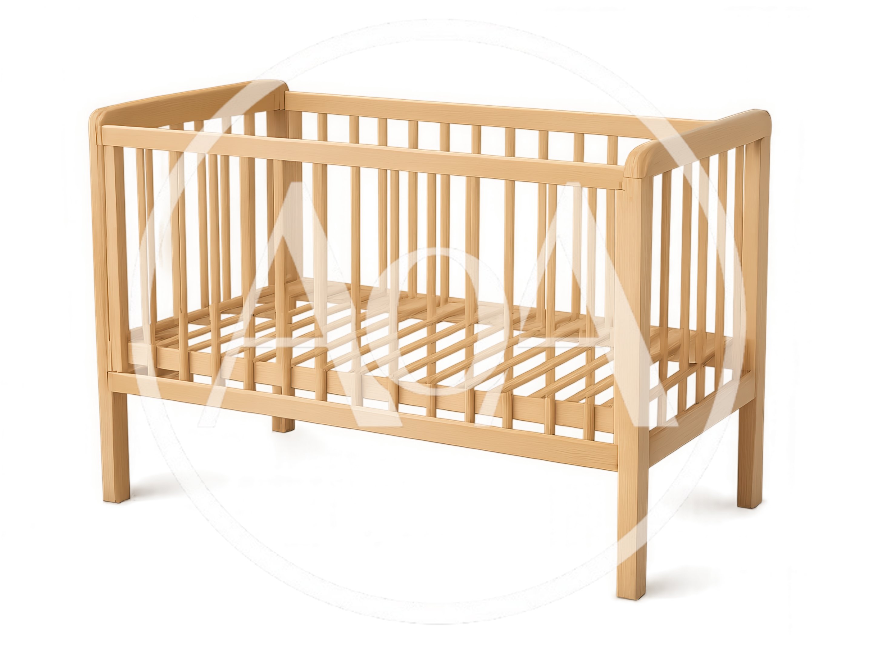 Wooden Baby Crib Isolated On White Background