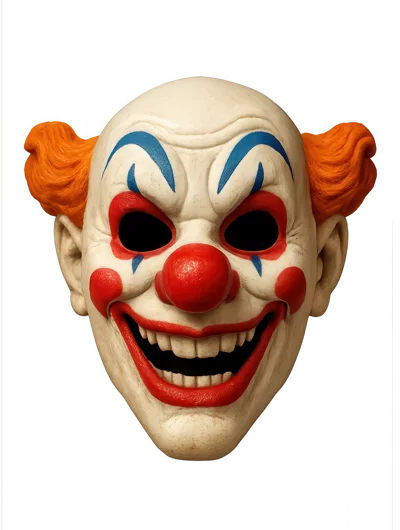 Creepy Clown Mask With Orange Hair Isolated