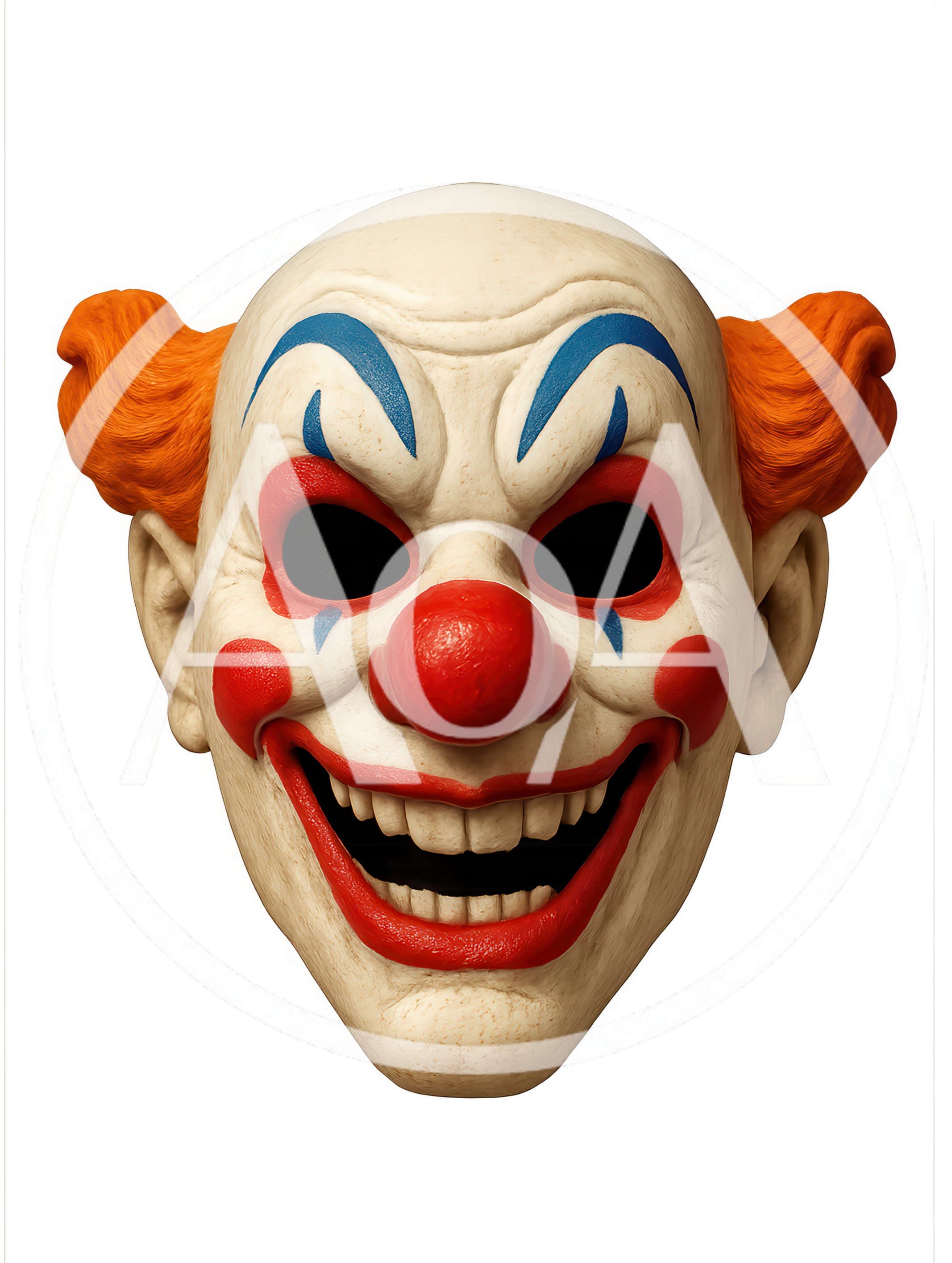 Creepy Clown Mask With Orange Hair Isolated