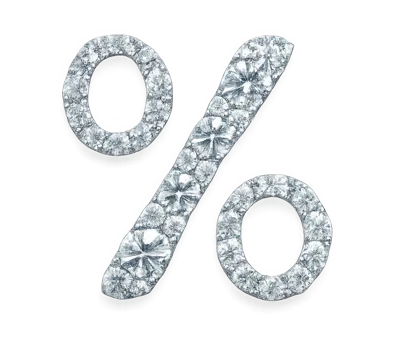 Diamond Encrusted Percent Symbol Isolated On White