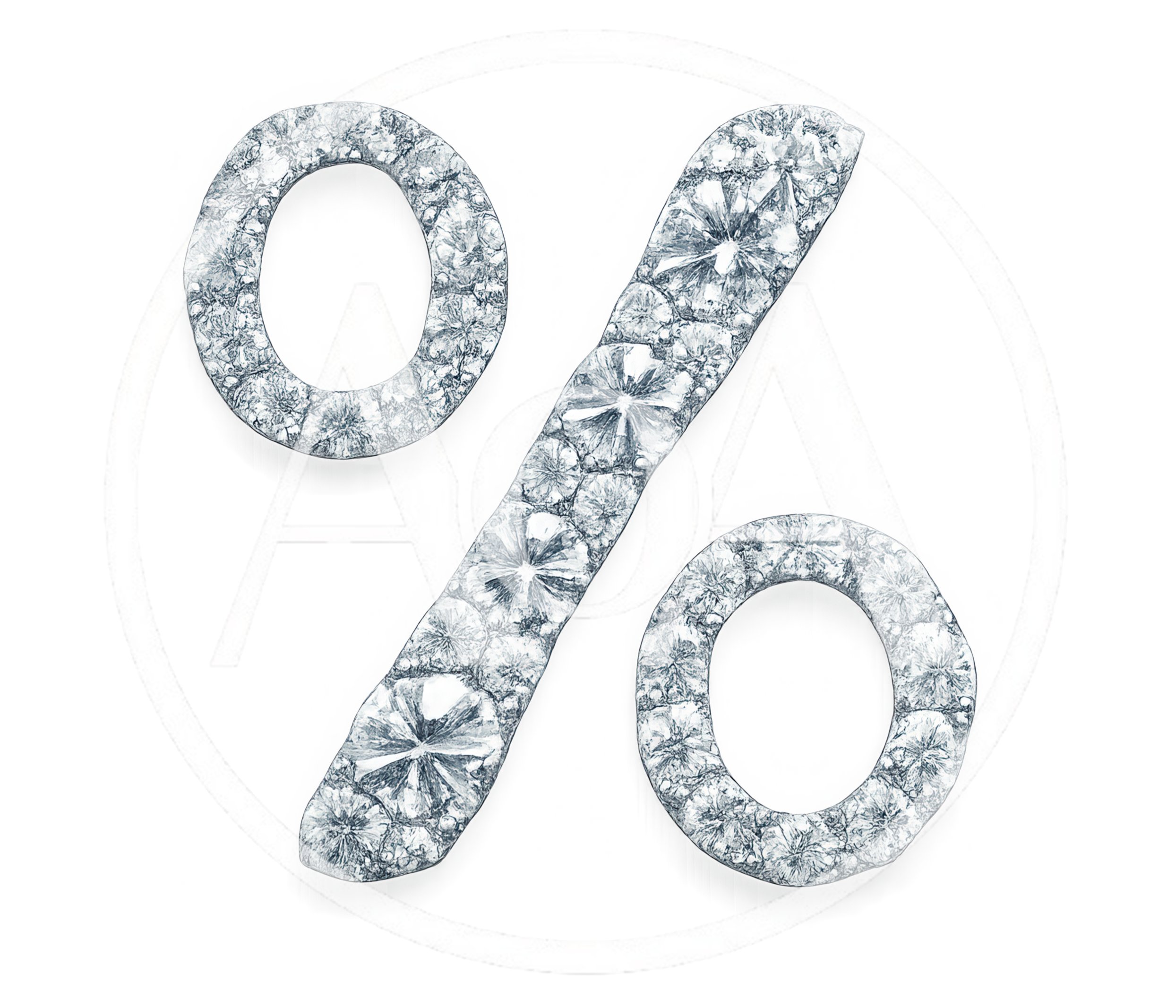 Diamond Encrusted Percent Symbol Isolated On White
