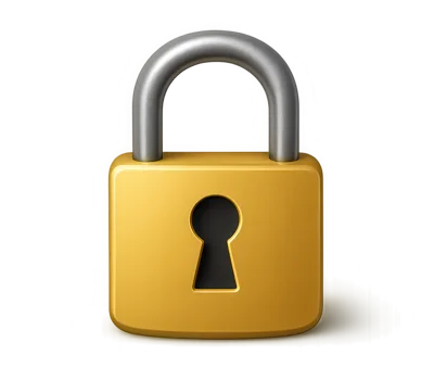 Gold Padlock With Silver Shackle On White Background
