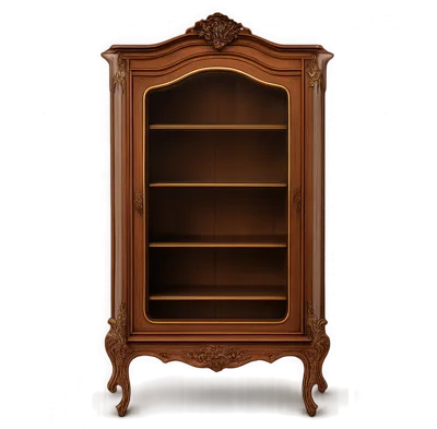 Antique Wooden Display Cabinet With Ornate Carvings