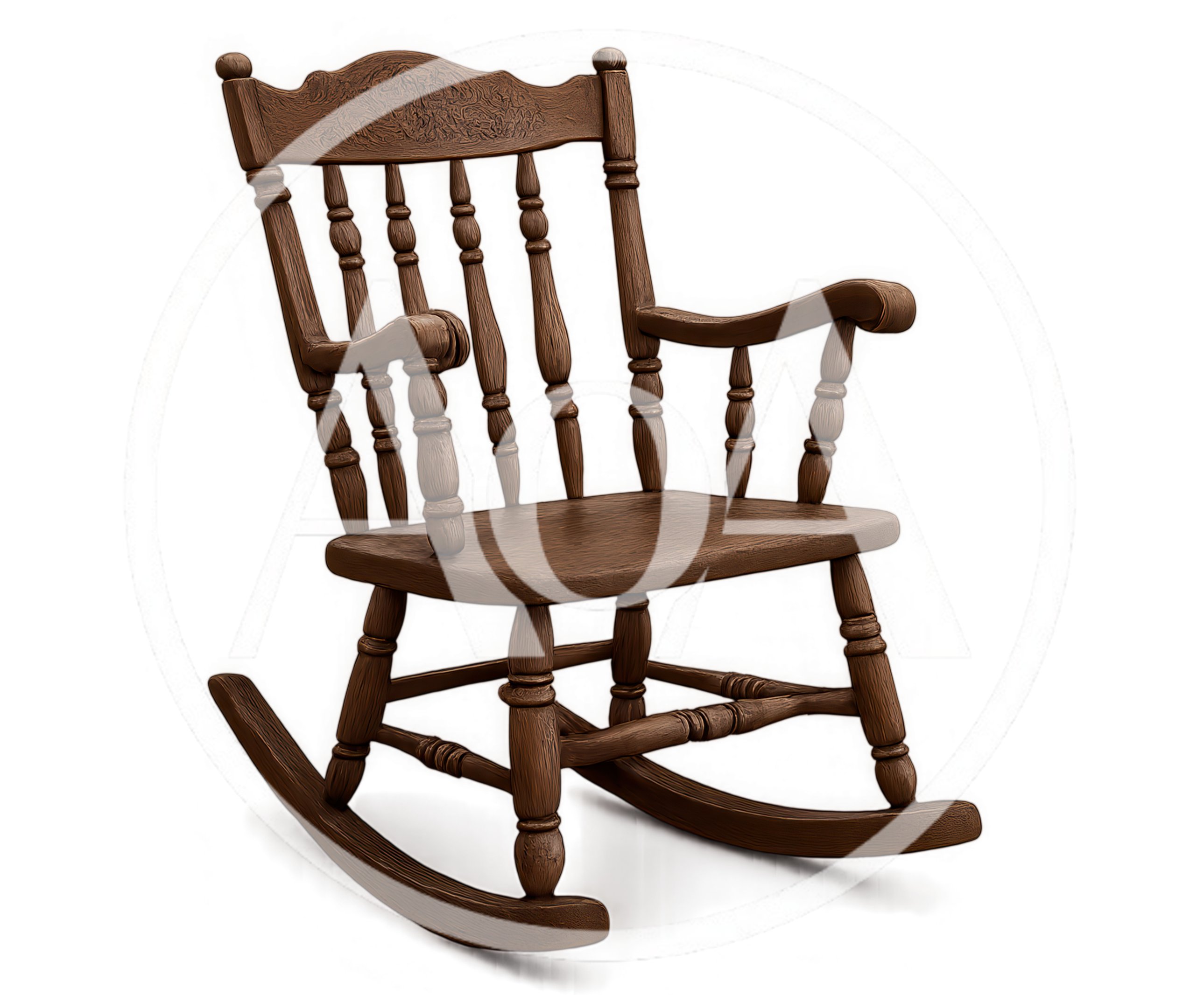 Classic Wooden Rocking Chair Isolated On White Background