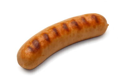 Single Grilled Sausage Isolated On White Background