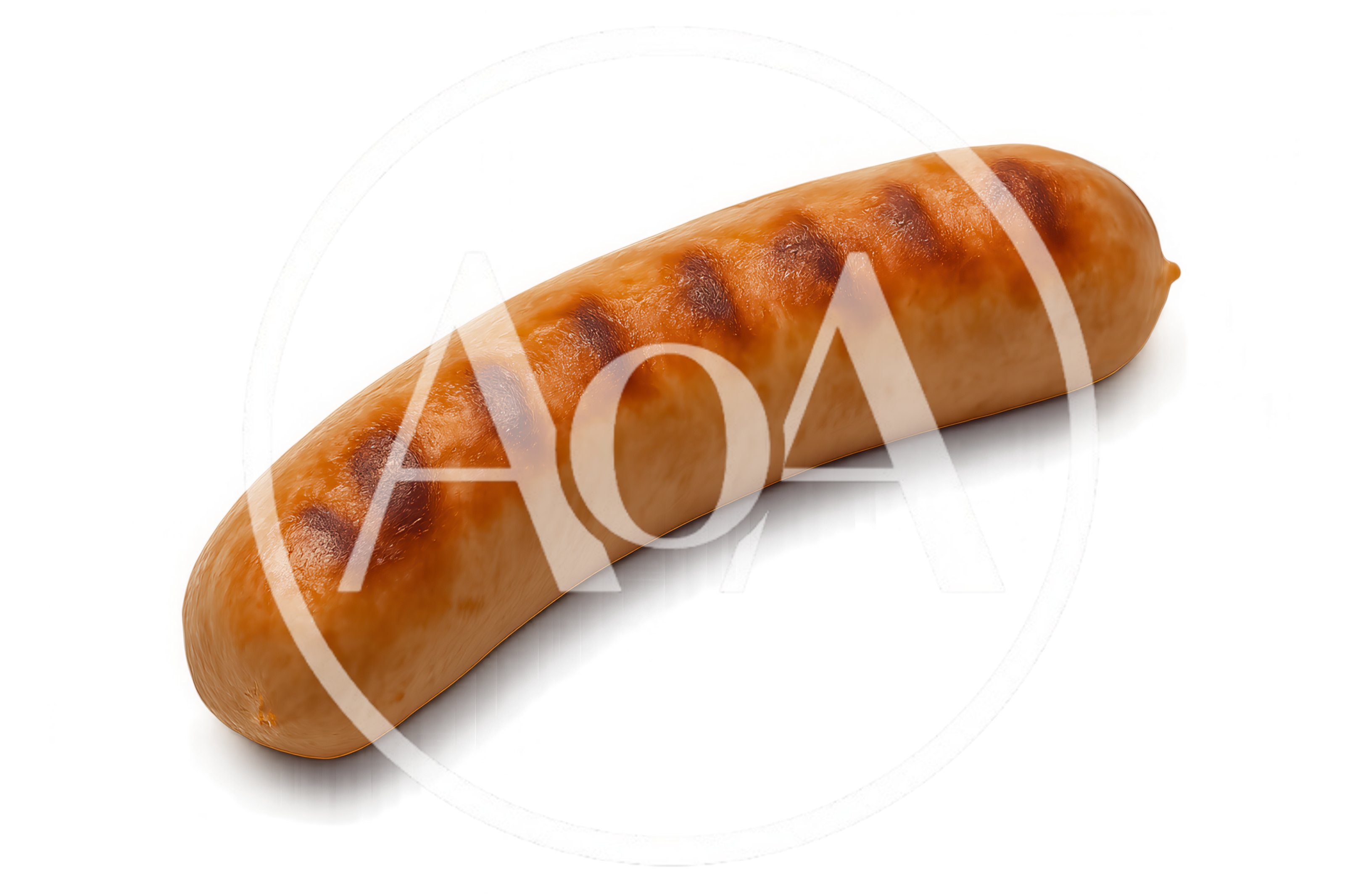 Single Grilled Sausage Isolated On White Background