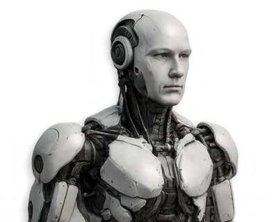 Cyborg Android Bust With Mechanical Details