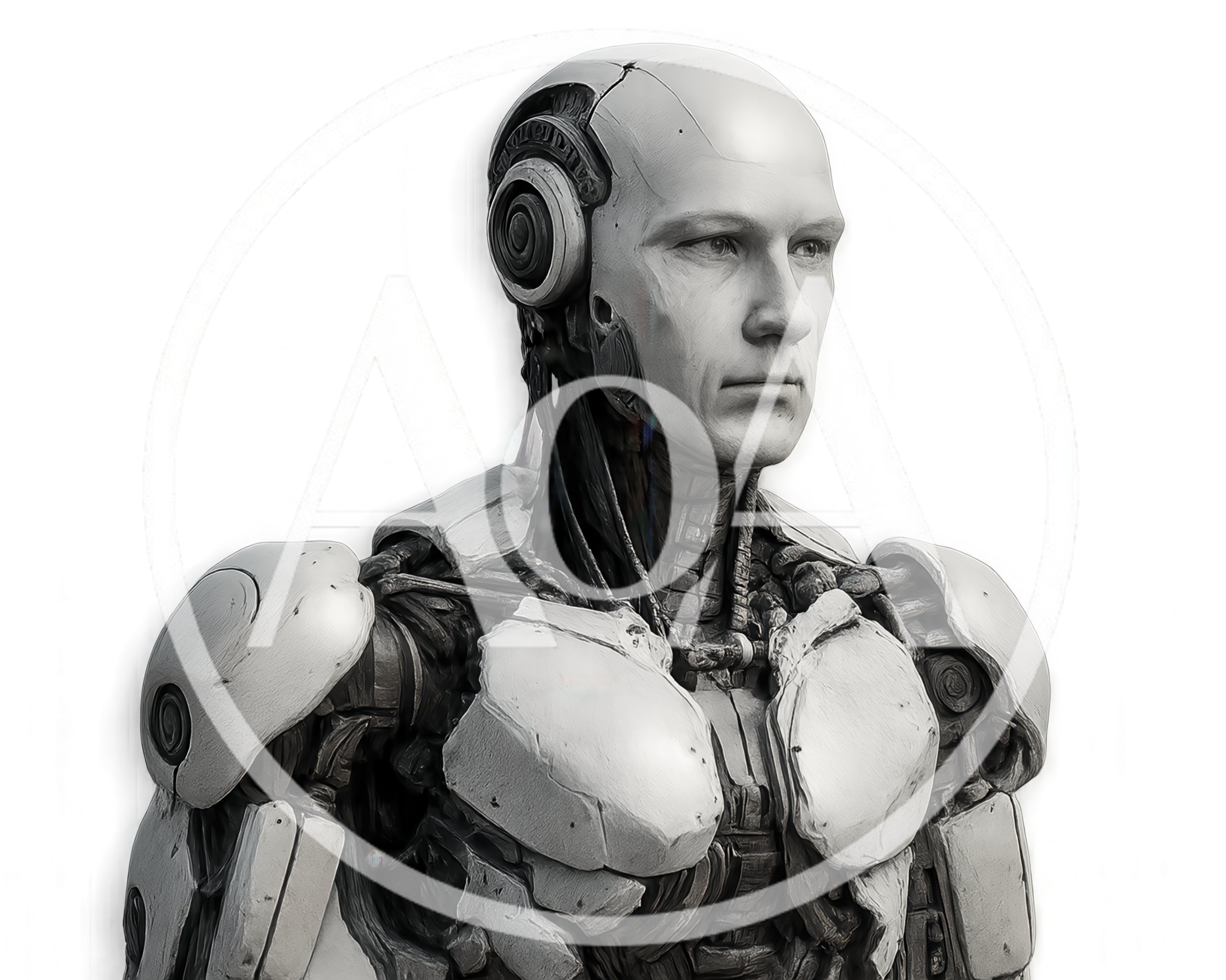 Cyborg Android Bust With Mechanical Details