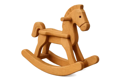 Wooden Rocking Horse Toy Isolated On White
