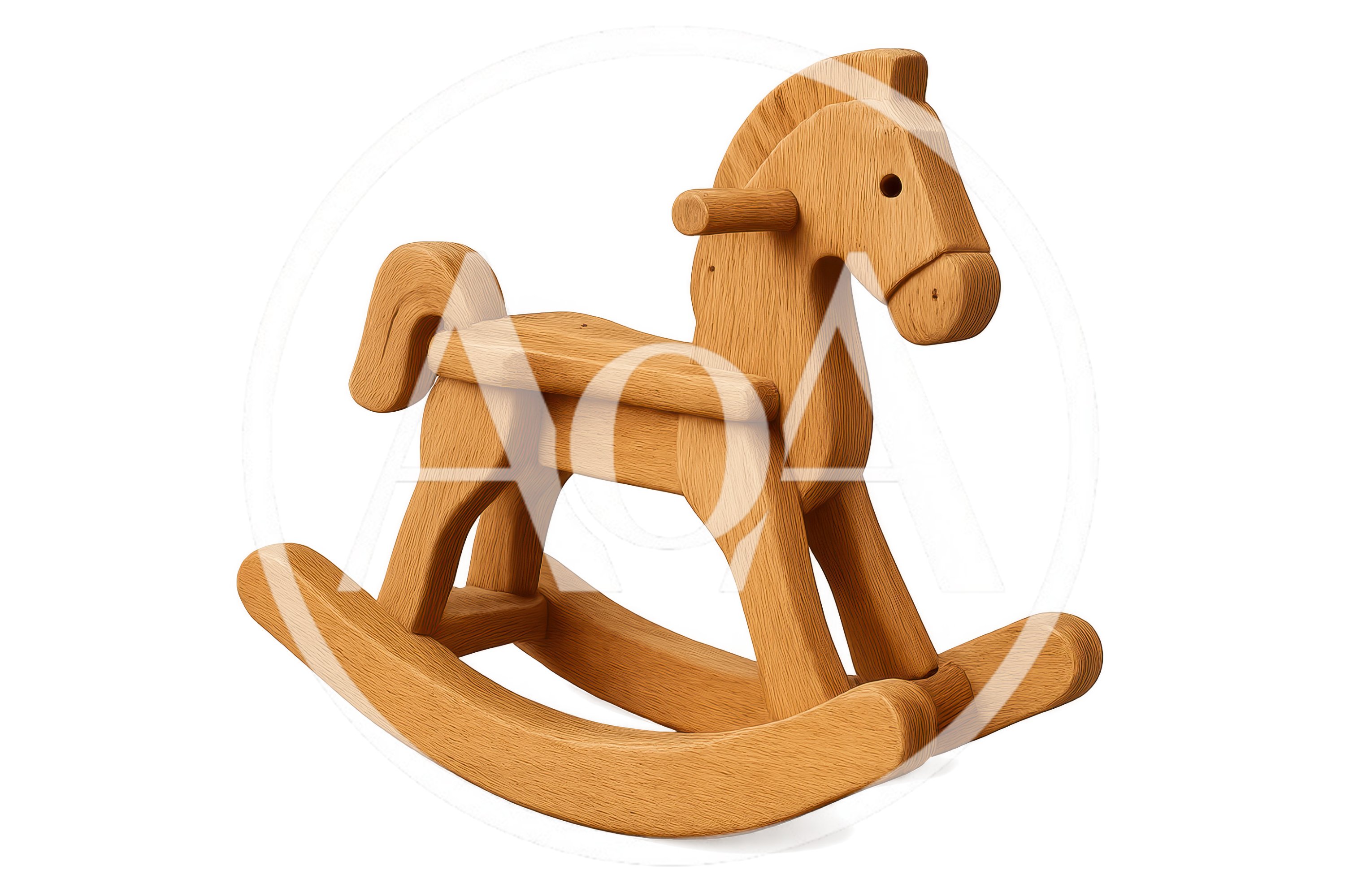 Wooden Rocking Horse Toy Isolated On White