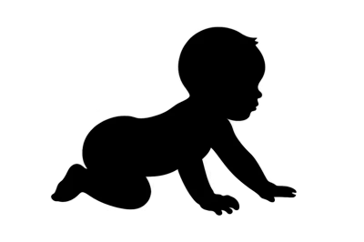 Black Silhouette Of A Crawling Baby