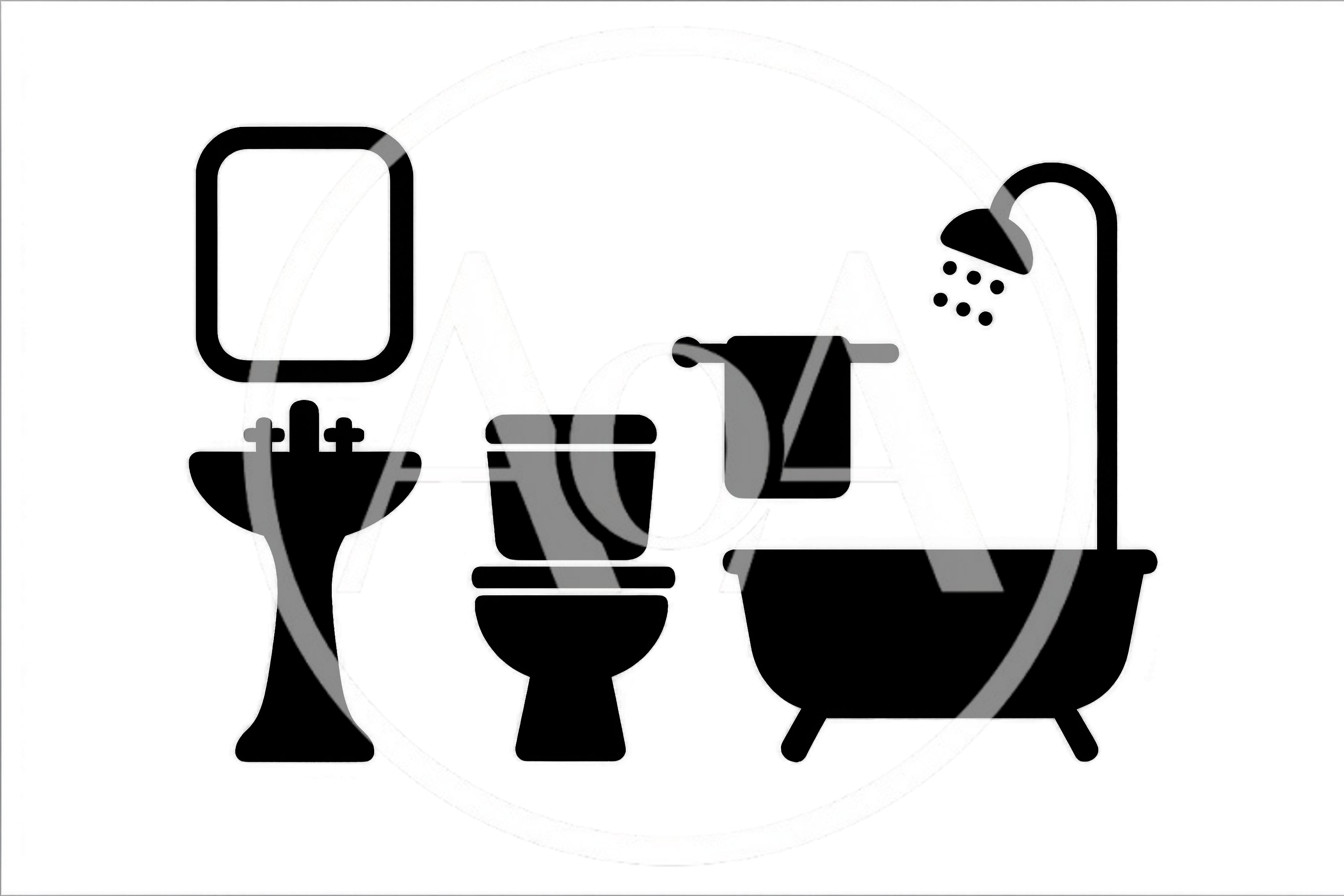 Bathroom Fixtures Icon Set