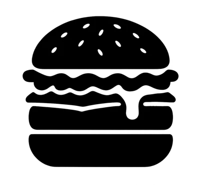 Minimalist Black And White Hamburger Icon Illustration