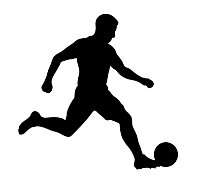 Black Silhouette Of A Soccer Player Kicking A Ball