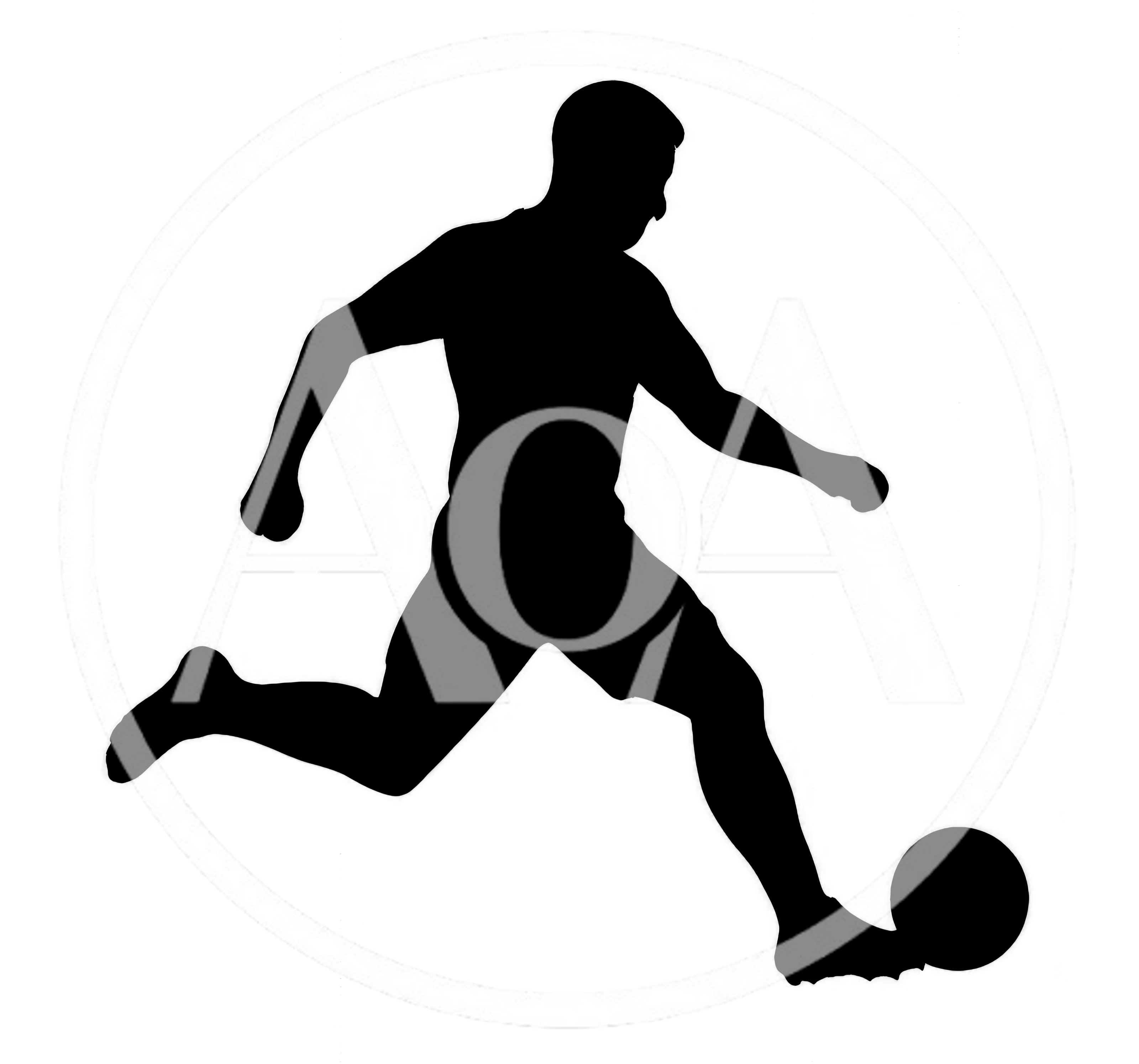Black Silhouette Of A Soccer Player Kicking A Ball