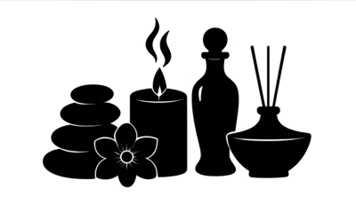 Spa Wellness Icons With Stones Candle And Diffuser