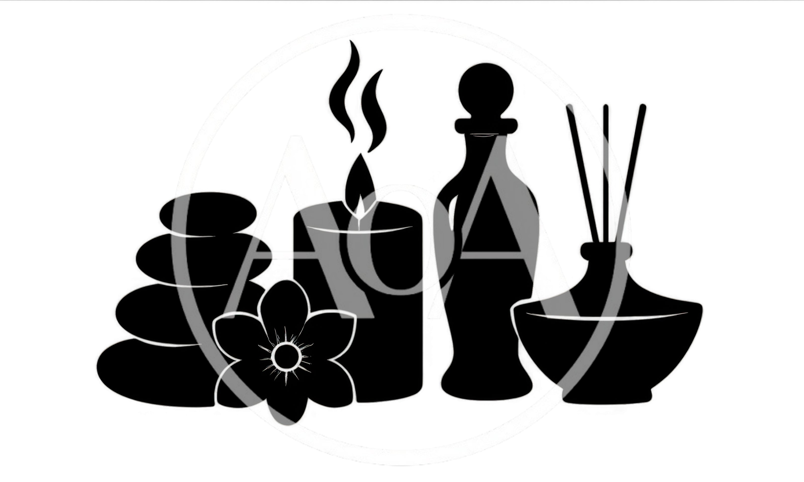 Spa Wellness Icons With Stones Candle And Diffuser