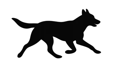 Black Silhouette Of A Running German Shepherd Dog