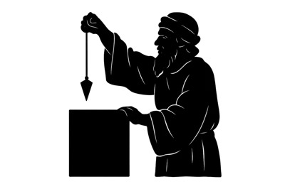 Silhouette Illustration Of An Ancient Architect Using A Plumb Bob