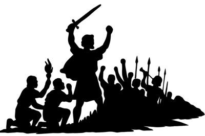 Silhouette Of A Warrior Leading An Army Into Battle