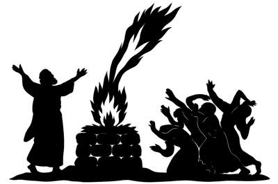 Silhouette Illustration of Elijah and the Prophets of Baal
