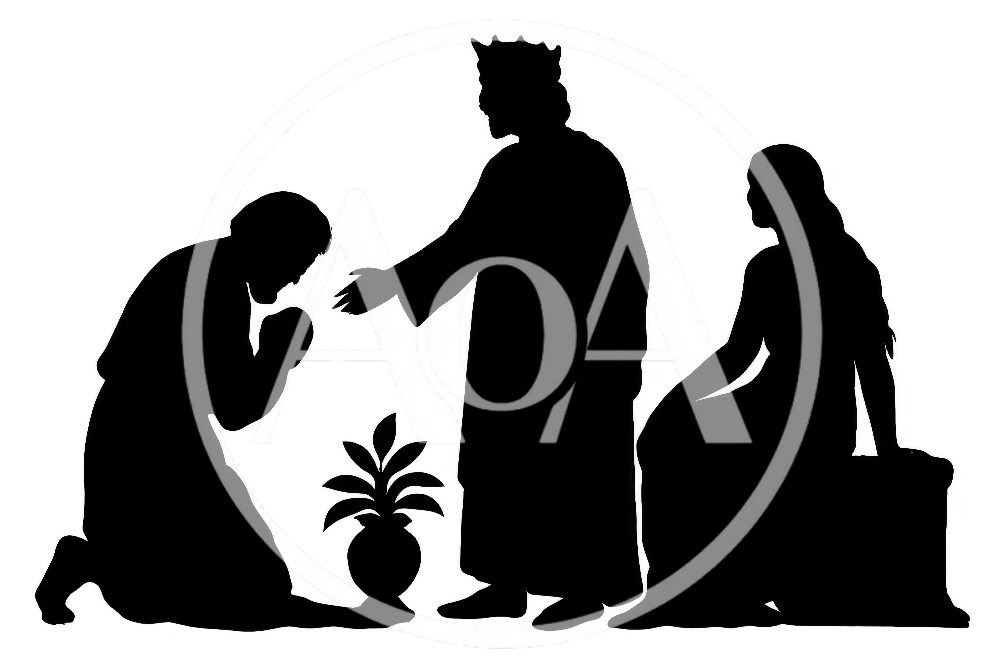 Silhouette Of A King Blessing A Kneeling Subject