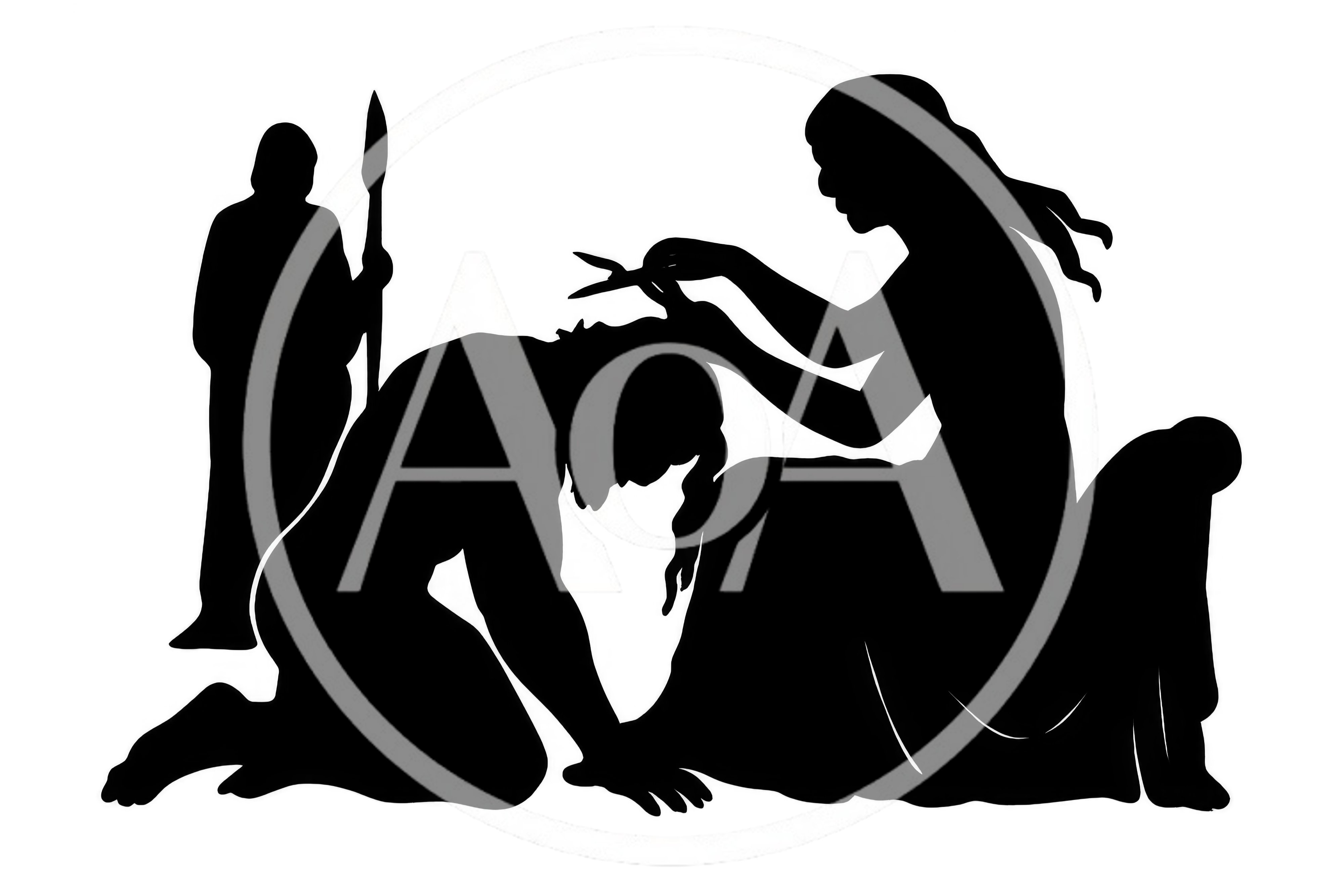 Silhouette Illustration Of Delilah Cutting Samson Hair
