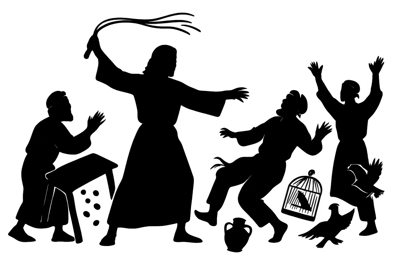 Silhouette Illustration Of Jesus Cleansing The Temple