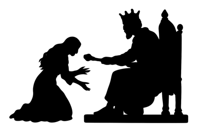 Silhouette Of A Queen Kneeling Before A King