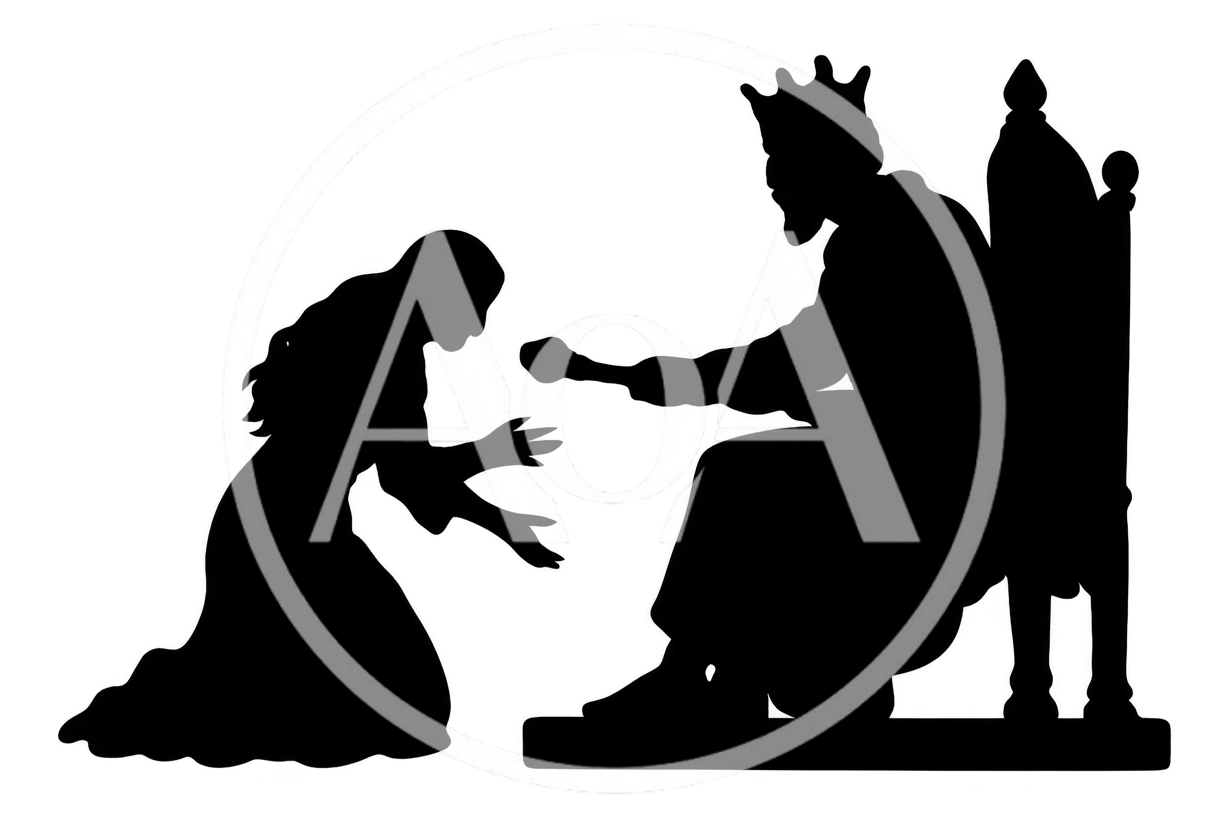 Silhouette Of A Queen Kneeling Before A King
