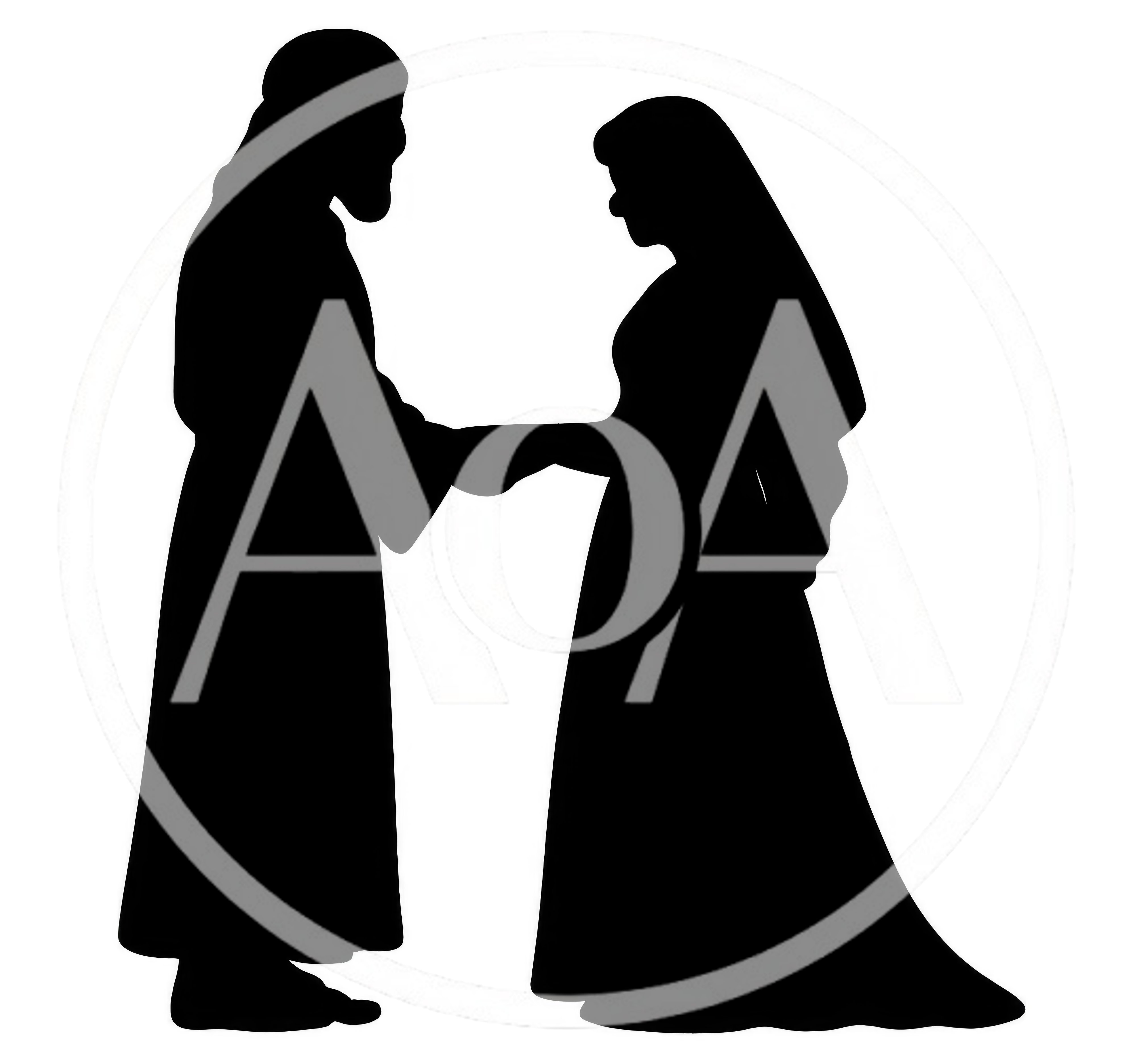 Silhouette Of A Bride And Groom Holding Hands