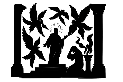 Religious Silhouette Illustration of Jesus and Angels