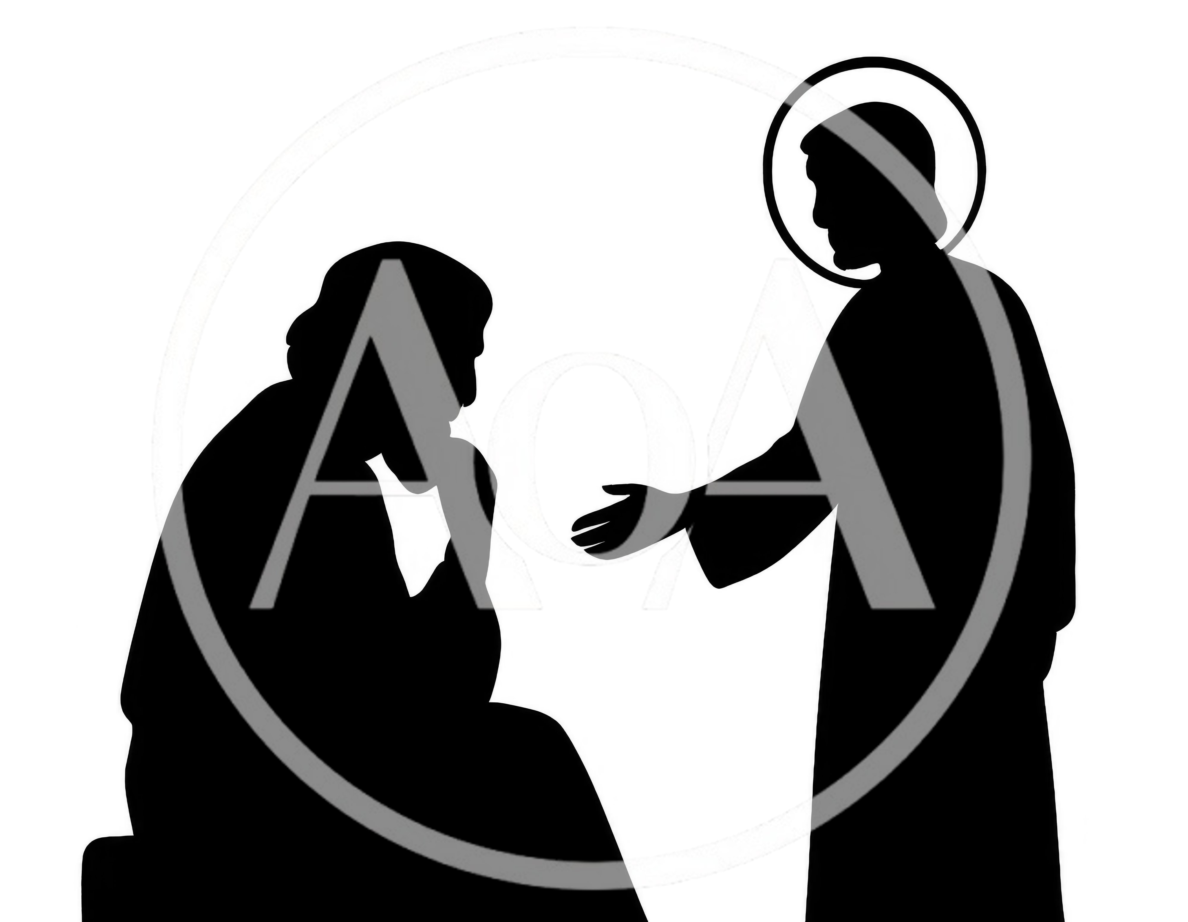 Silhouette Of Jesus Reaching Out To A Seated Person