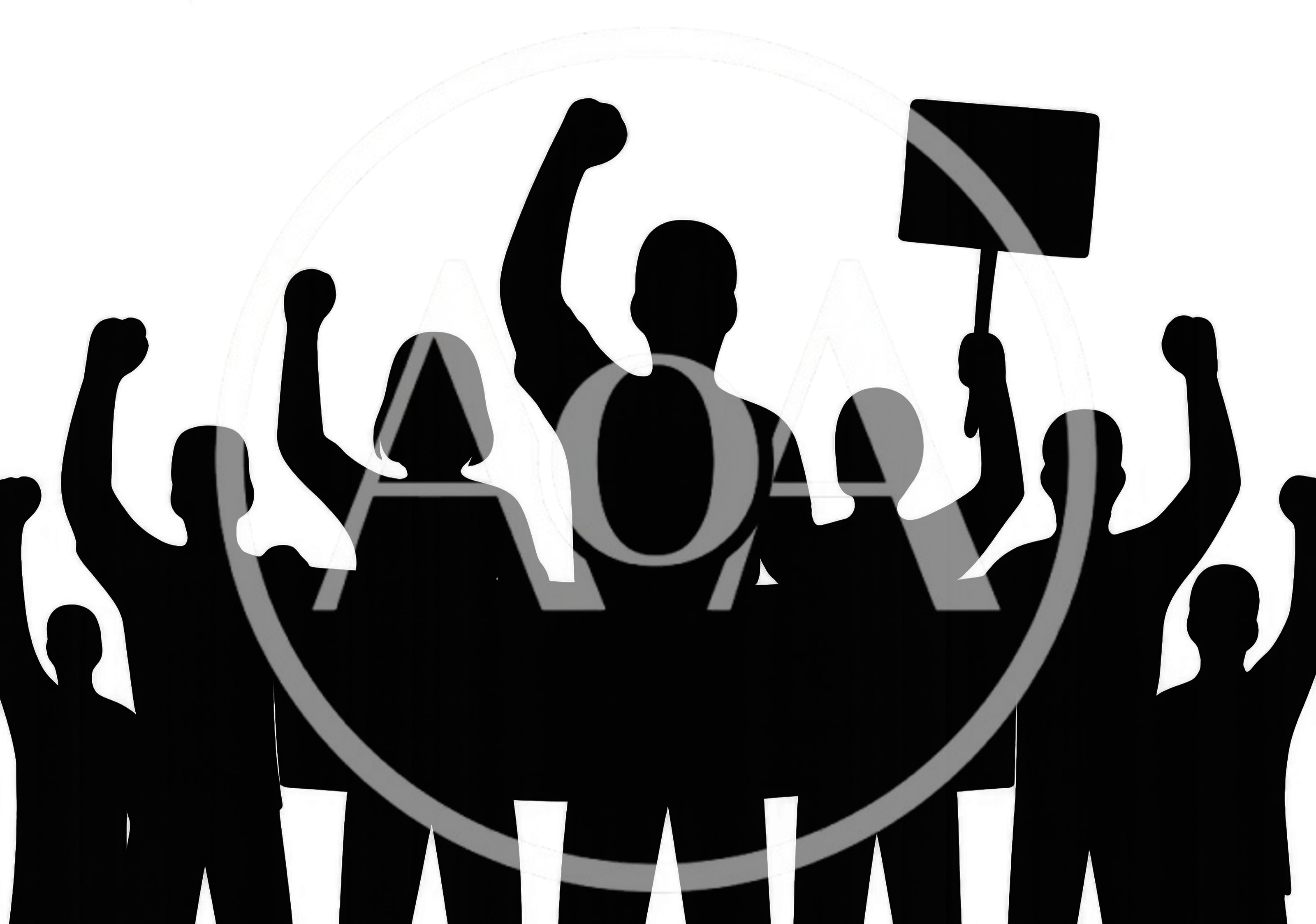 Silhouette Of A Diverse Crowd Protesting With Signs