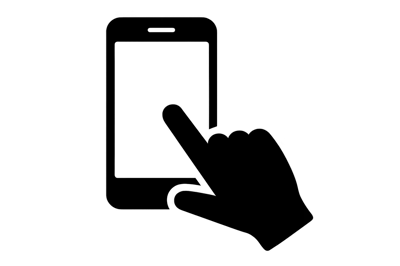 Black Smartphone Icon With Hand Touching Screen