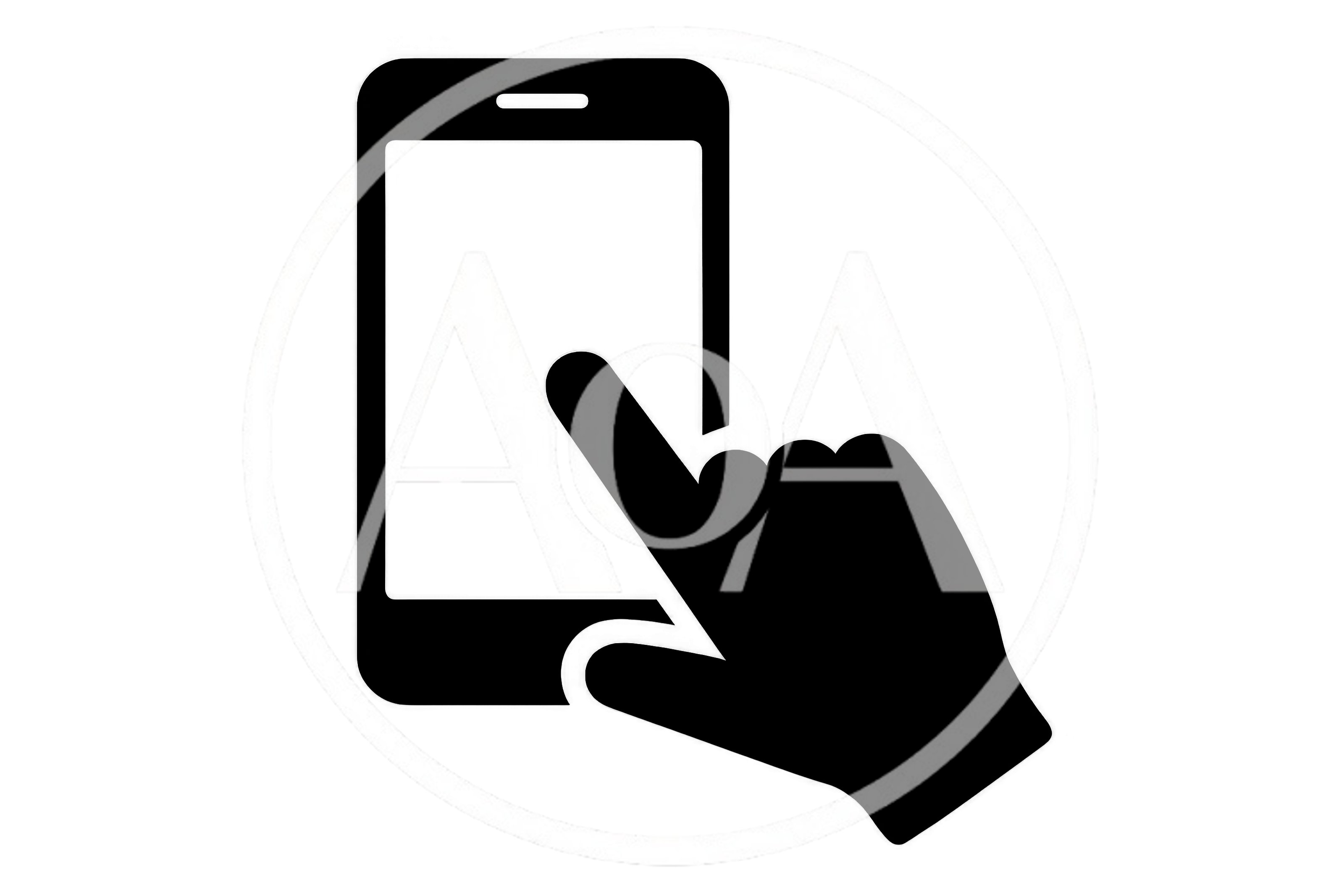Black Smartphone Icon With Hand Touching Screen