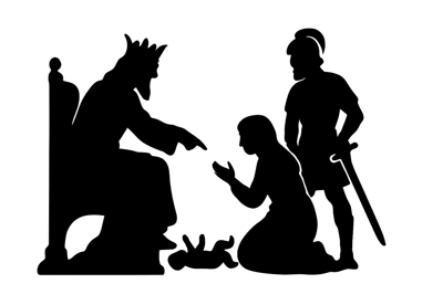 Silhouette Illustration Of A King Judging A Subject