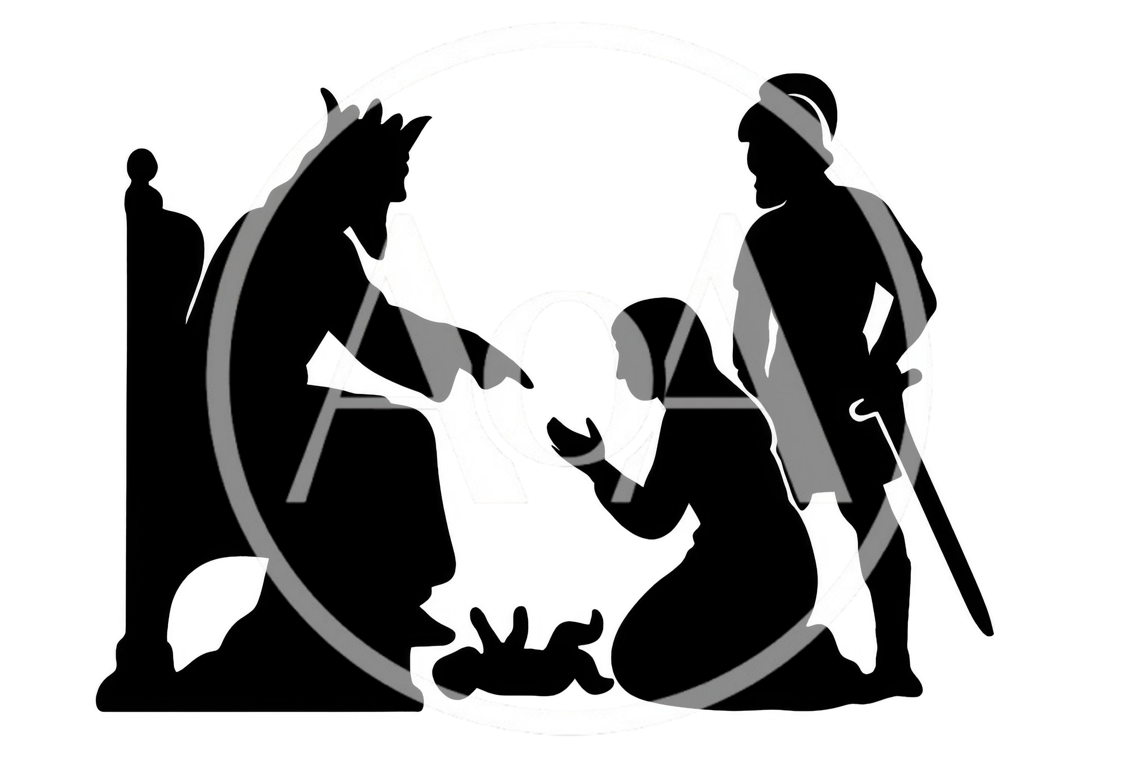 Silhouette Illustration Of A King Judging A Subject