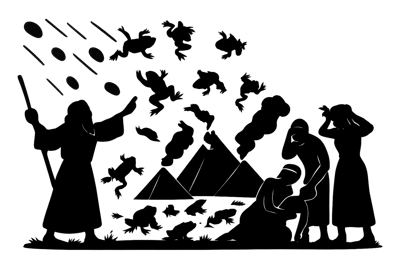 Biblical Plague Of Frogs Silhouette Illustration
