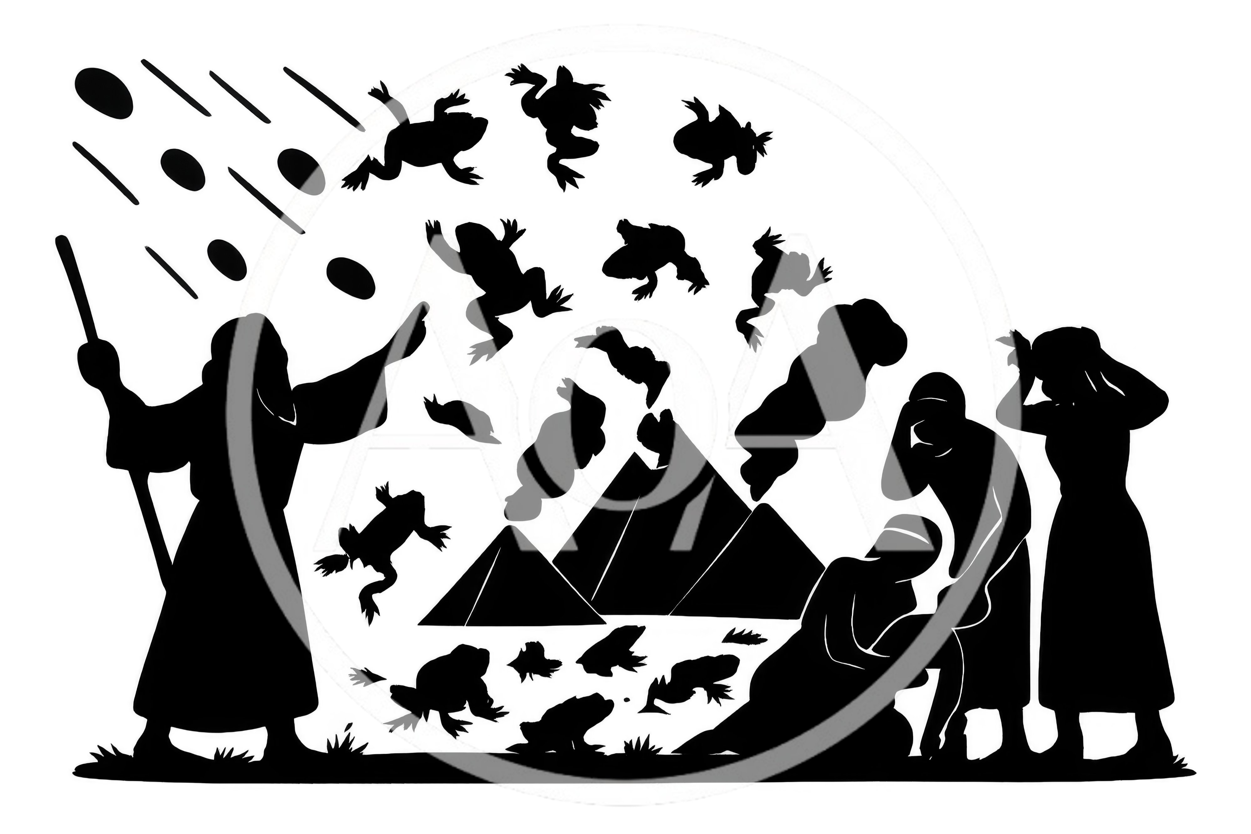 Biblical Plague Of Frogs Silhouette Illustration