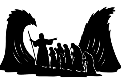 Silhouette Illustration Of Moses Parting The Red Sea