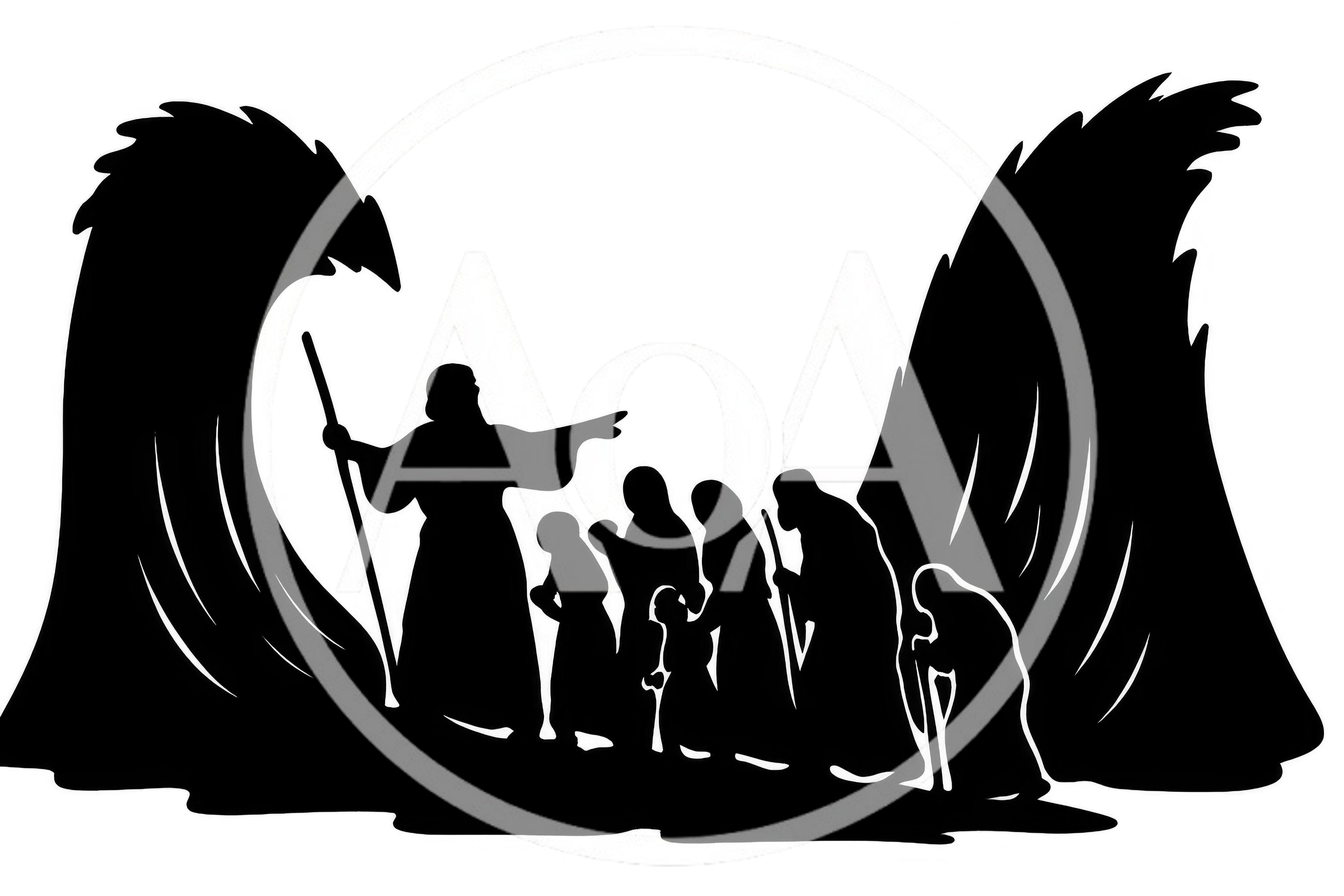 Silhouette Illustration Of Moses Parting The Red Sea