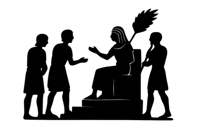 Ancient Egyptian Pharaoh Sitting On Throne Silhouette