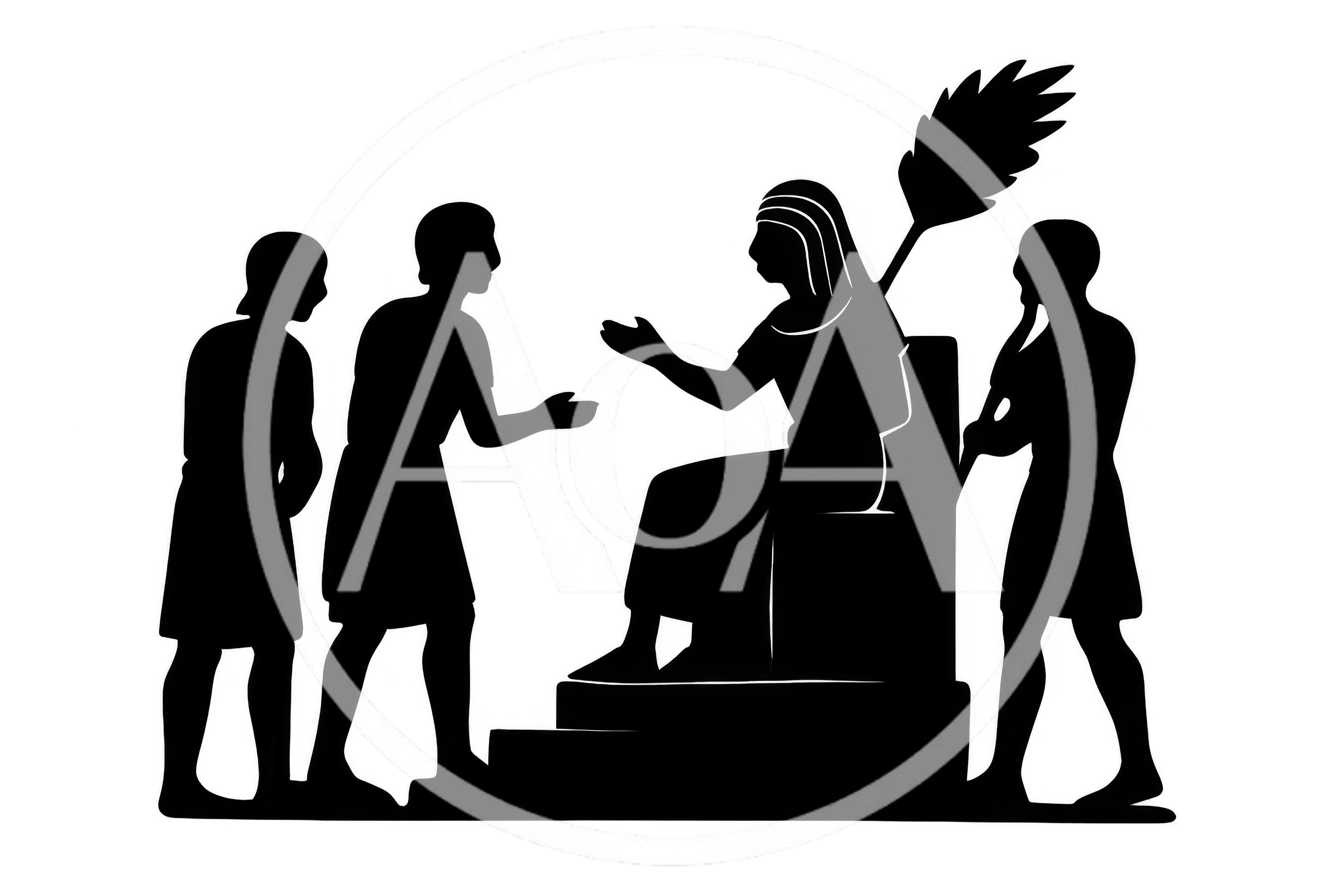 Ancient Egyptian Pharaoh Sitting On Throne Silhouette