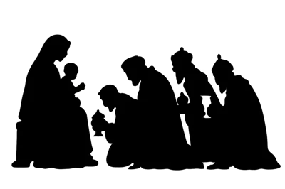 Nativity Scene Silhouette With Mary And Three Wise Men